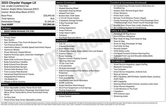 2023 Chrysler Voyager LX's photo