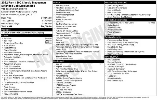 2022 RAM 1500 Classic Tradesman 4x4 Quad Cab 6'4's photo