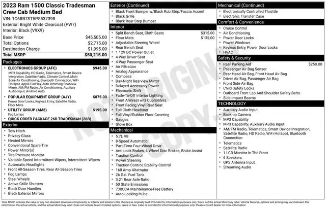 2023 RAM 1500 Classic Tradesman 4x4 Crew Cab 6'4's photo