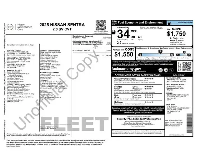2025 Nissan Sentra SV CVT's photo