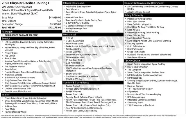 2023 Chrysler Pacifica Touring L's photo