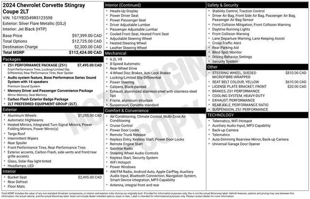 2024 Chevrolet Corvette Stingray Coupe 2LT's photo