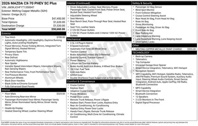 2026 Mazda CX-70 PHEV SC Plus AWD's photo