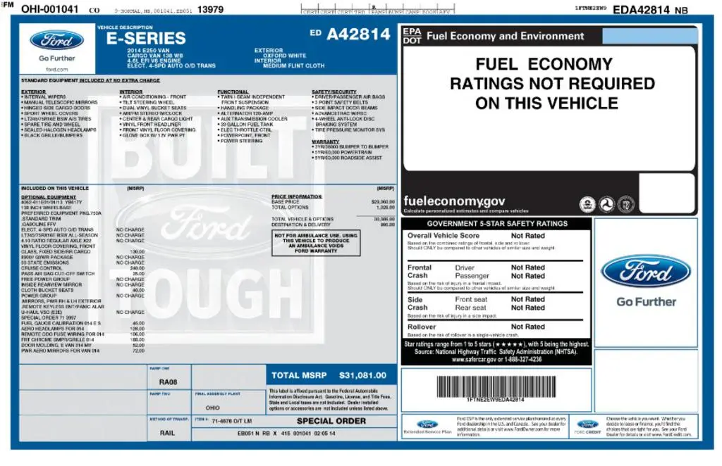 2014 Ford E-Series E-250 Van photo 3