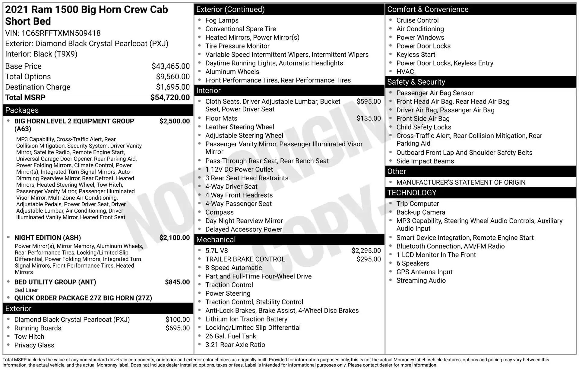 2021 RAM 1500 Big Horn/Lone Star 4x4 Crew Cab 5'7's photo