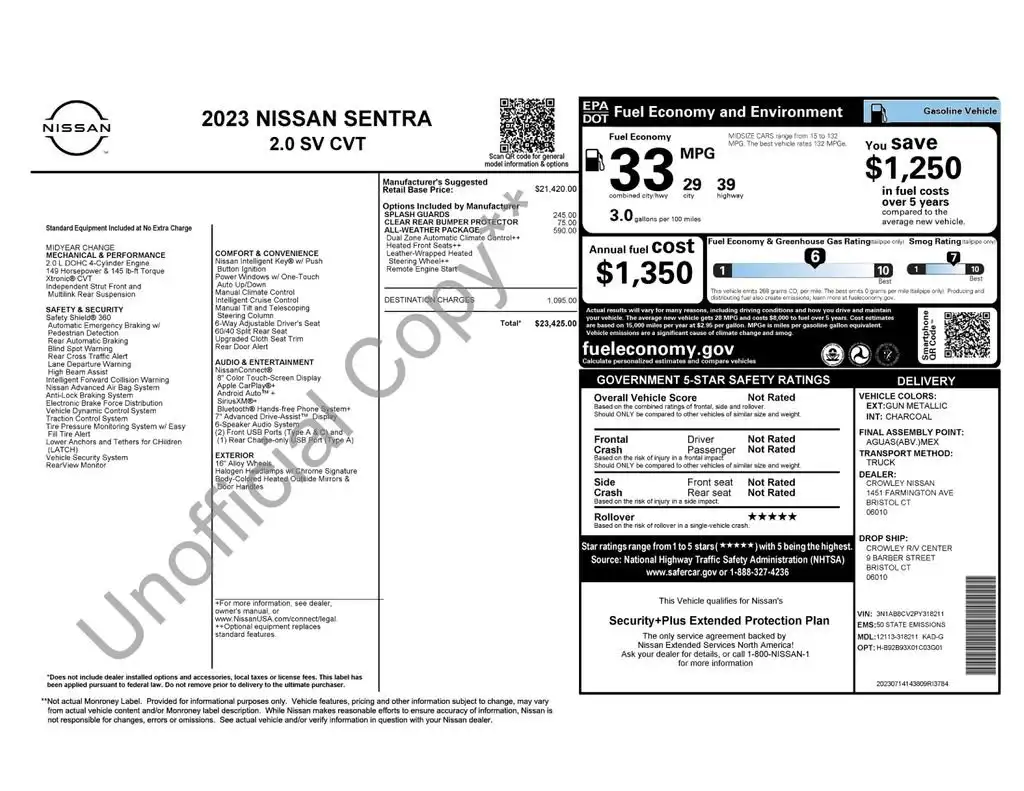 2023 Nissan Sentra SV CVT's photo