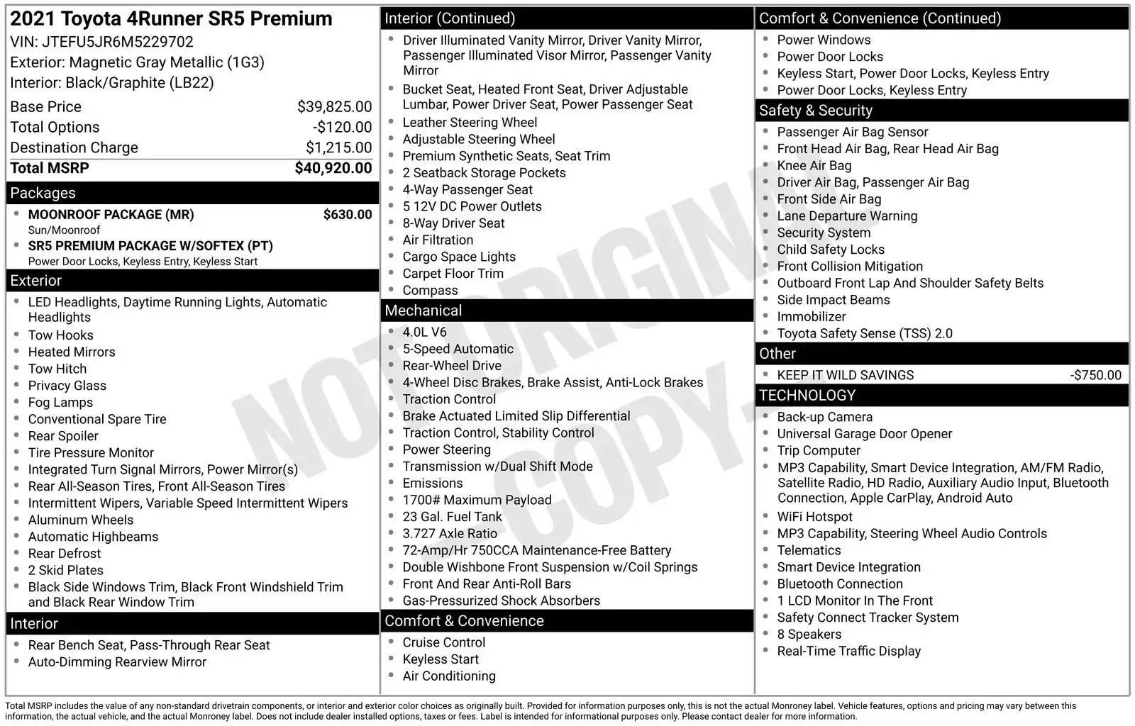 2021 Toyota 4Runner SR5 Premium RWD V6's photo