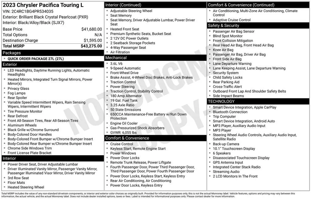 2023 Chrysler Pacifica Touring L photo 3