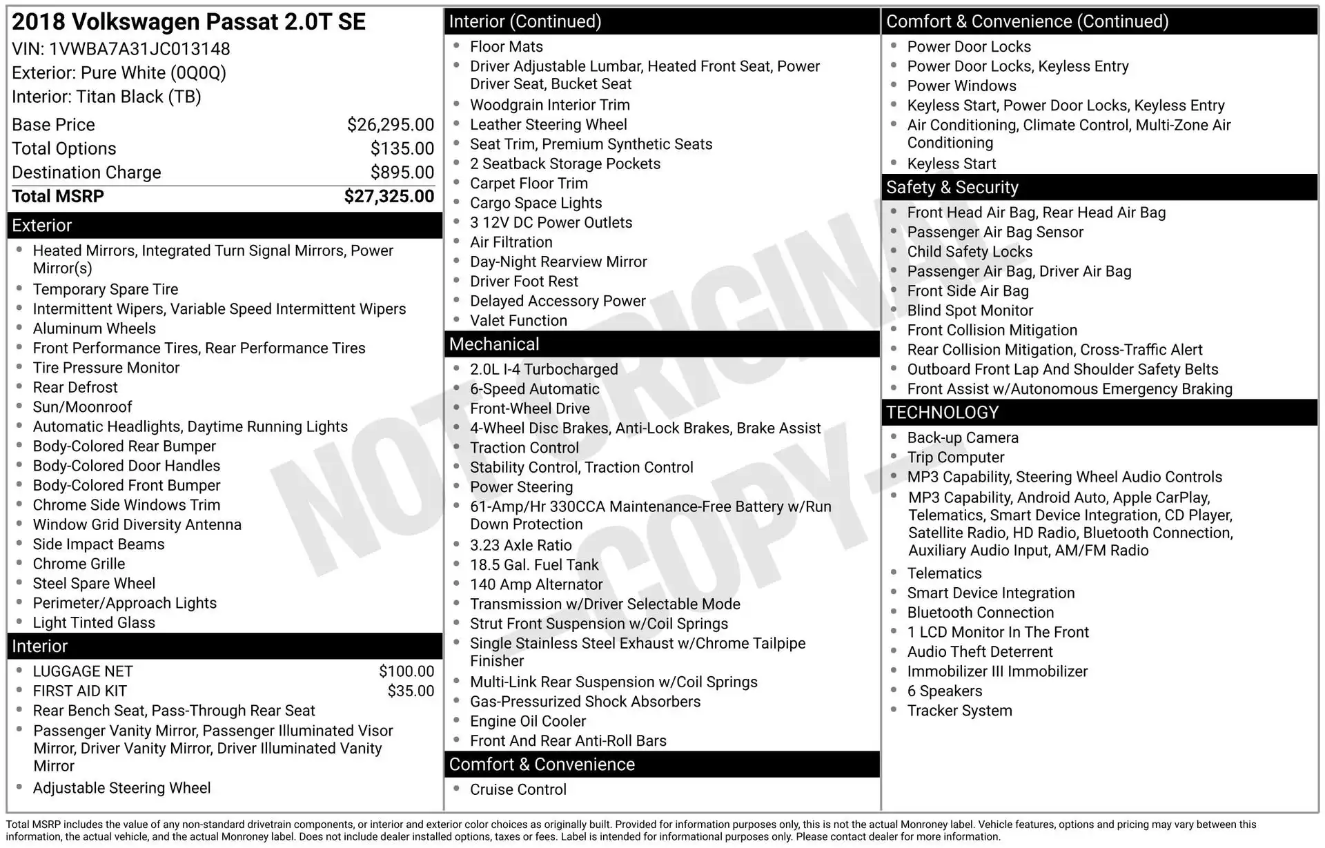 2018 Volkswagen Passat 2.0T SE Auto's photo