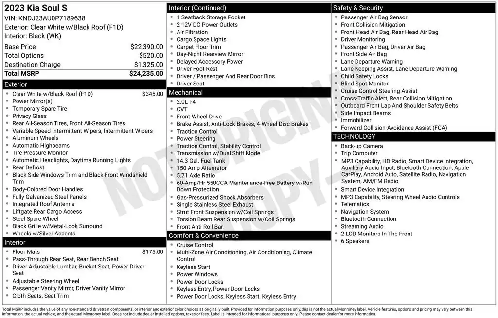 2023 Kia Soul 2.0L S IVT's photo