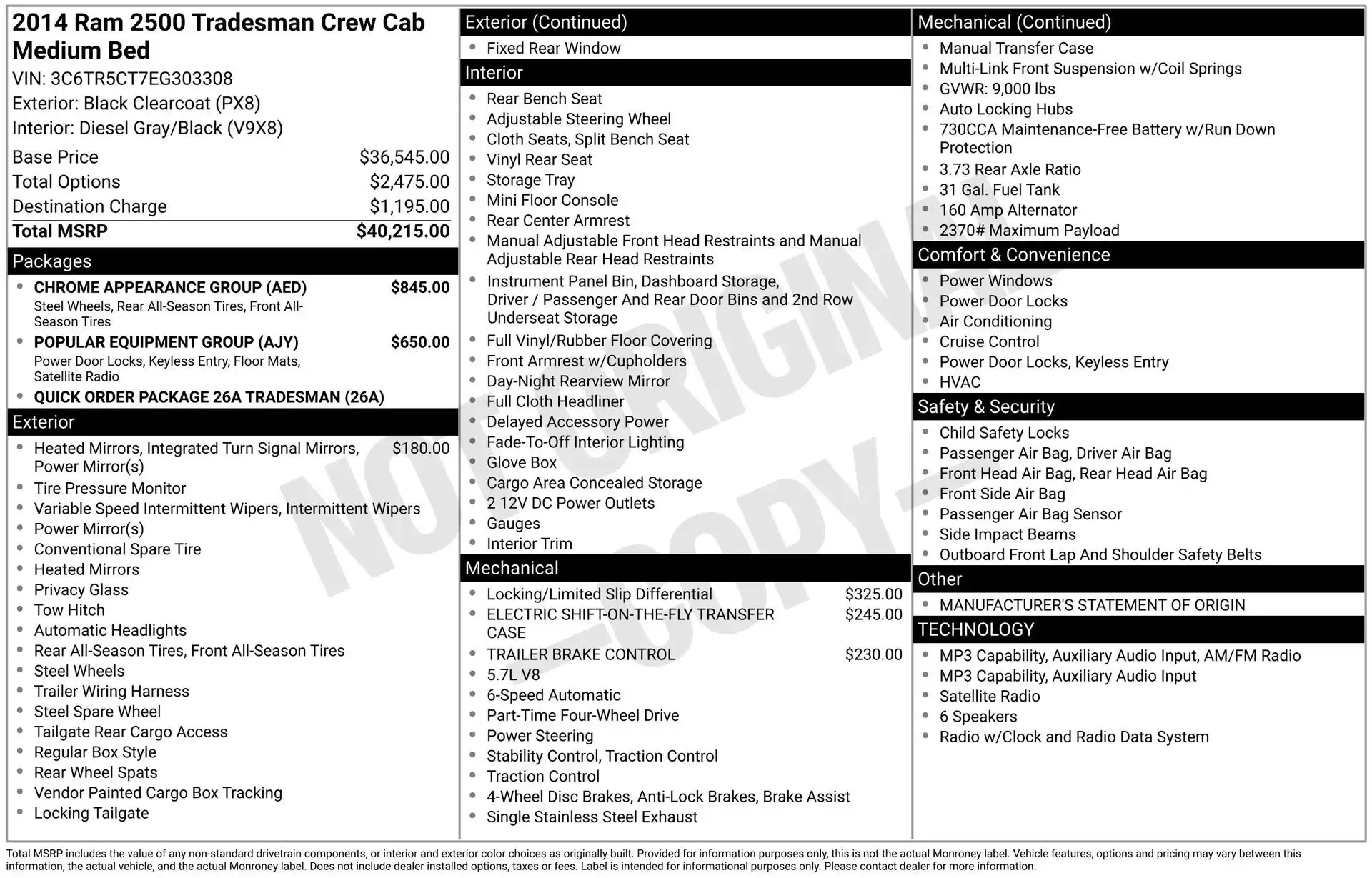 2014 RAM 2500 Tradesman 4X4 Crew Cab SWB's photo
