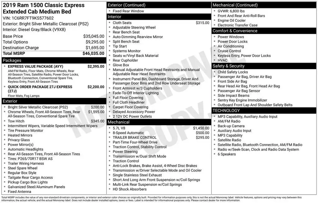 2019 RAM 1500 Classic Express 4x4 Quad Cab 6'4's photo
