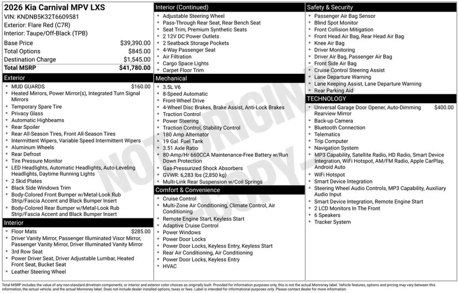 2026 Kia Sedona LXS's photo