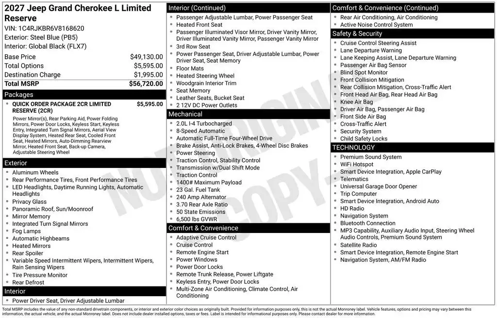 2027 Jeep Grand Cherokee L Limited Reserve 4WD's photo