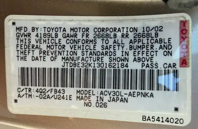 2003 Toyota Camry's photo