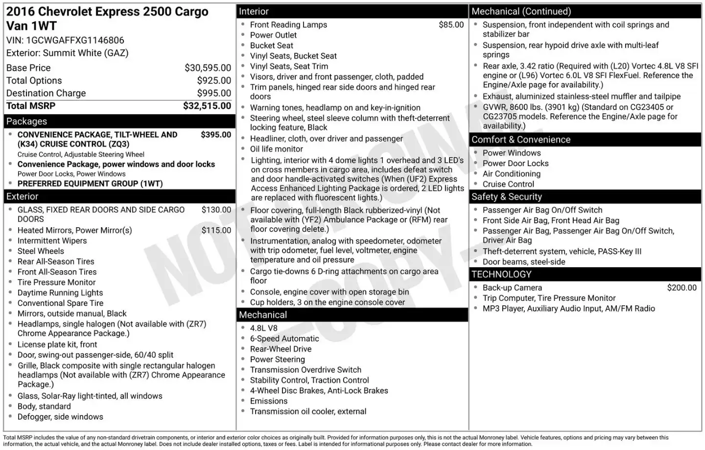 2016 Chevrolet Express Work Van HD 2500's photo