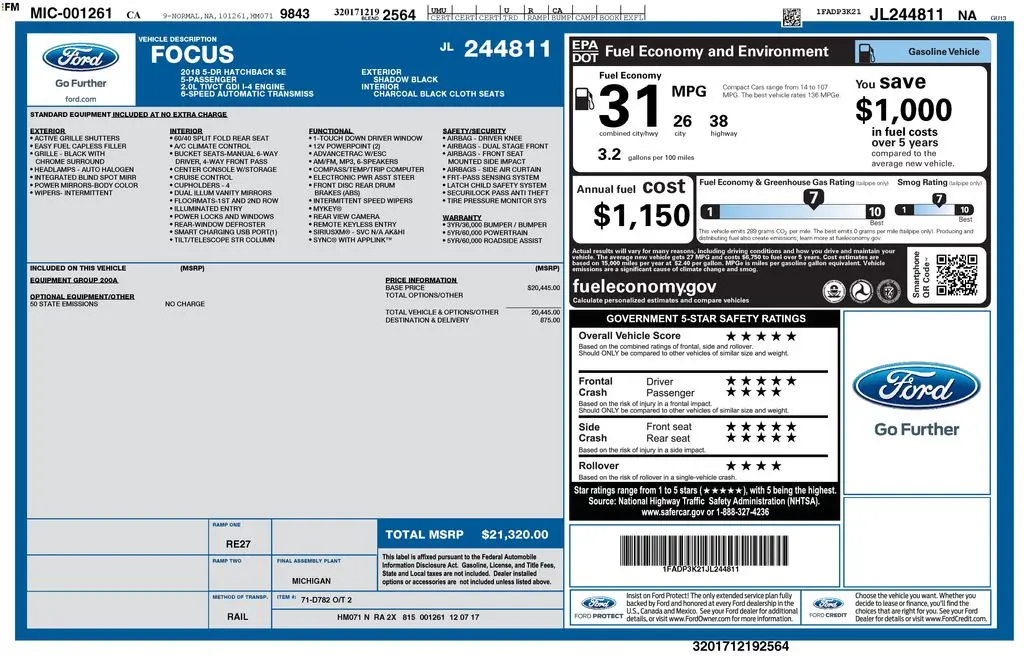 2018 Ford Focus SE Hatchback photo 5