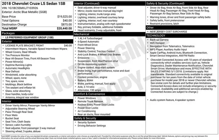 2018 Chevrolet Cruze LS Auto's photo