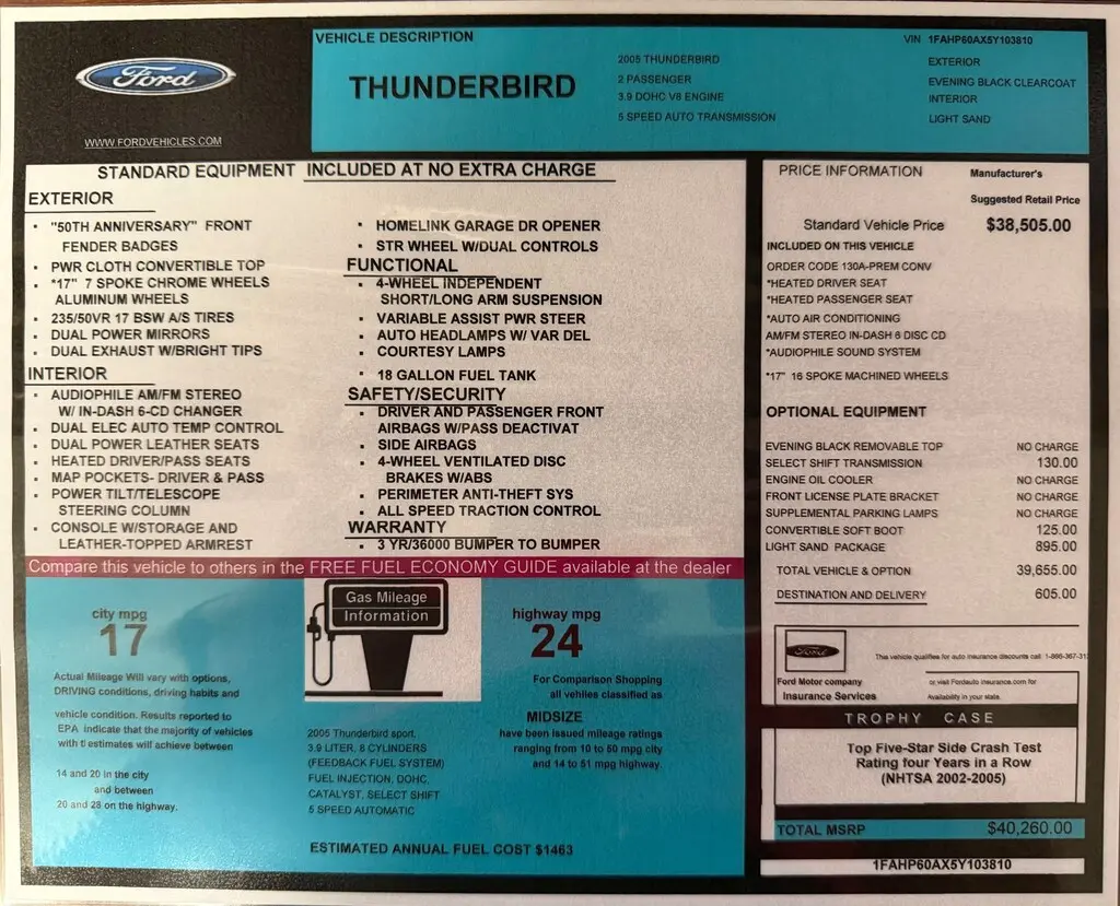 2005 Ford Thunderbird undefined photo 1