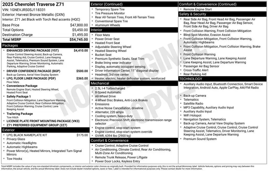 2025 Chevrolet Traverse Z71 AWD's photo