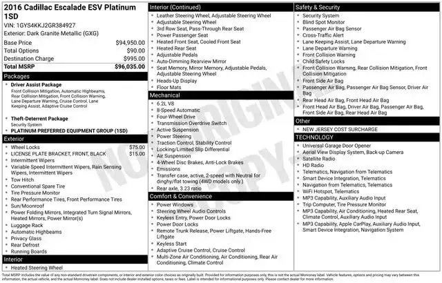 2016 Cadillac Escalade ESV Platinum AWD's photo