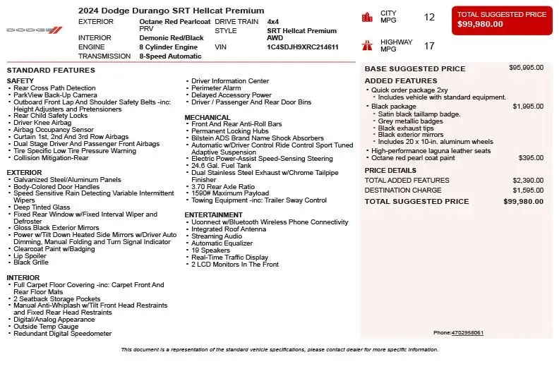 2024 Dodge Durango SRT Hellcat AWD Premium photo 3