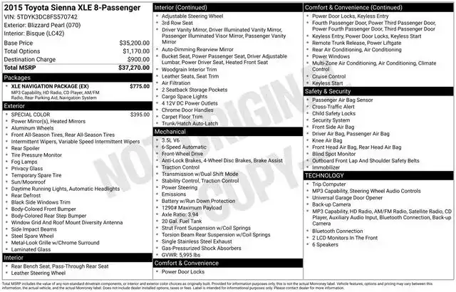 2015 Toyota Sienna XLE V6 7-Passenger Access Seat's photo