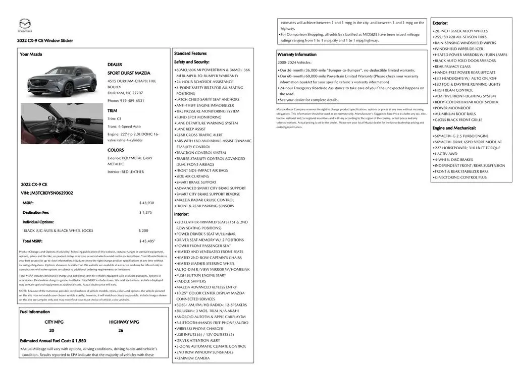 2022 Mazda CX-9 Carbon Edition AWD photo 3