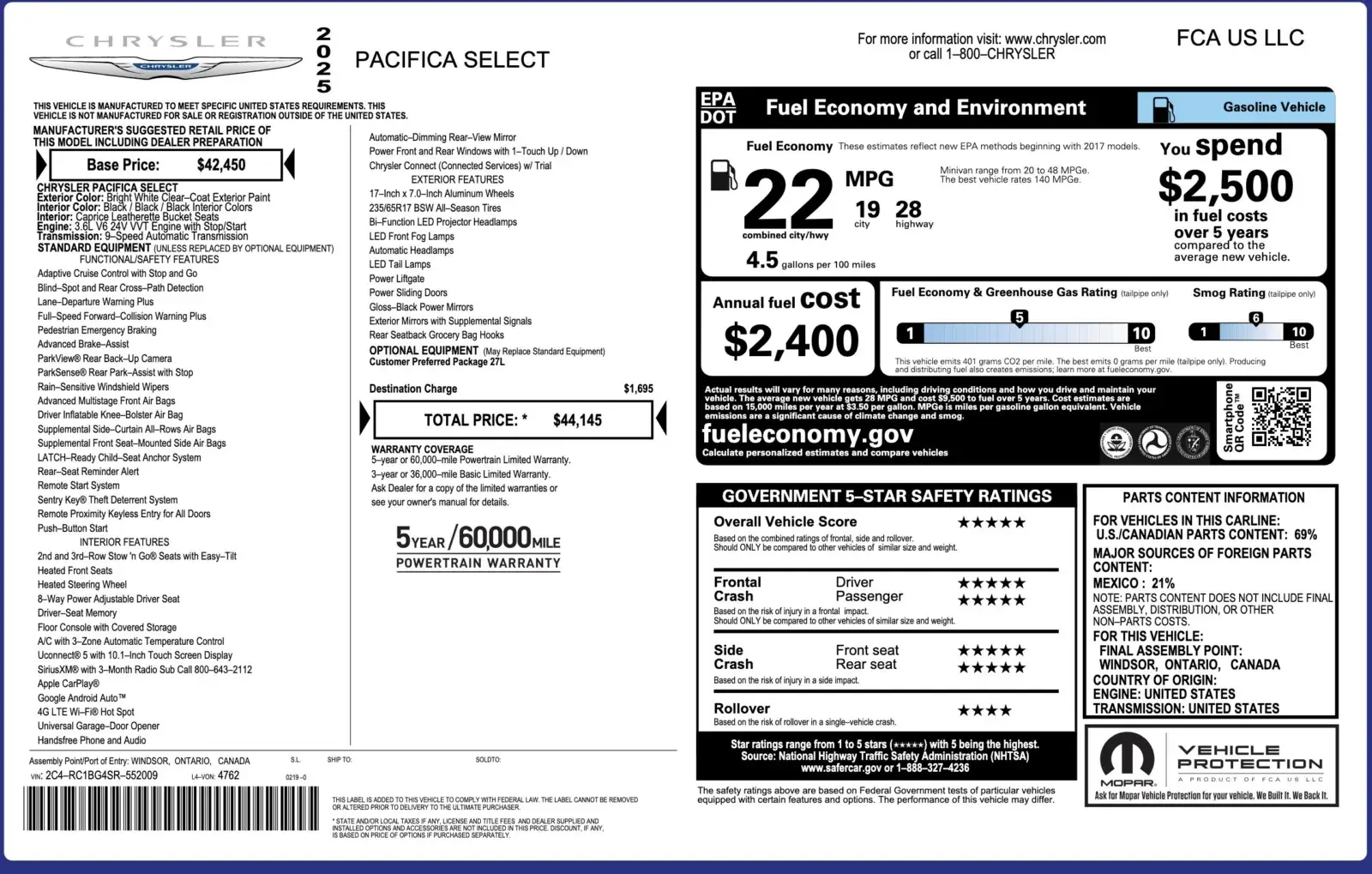 2025 Chrysler Pacifica Select photo 5