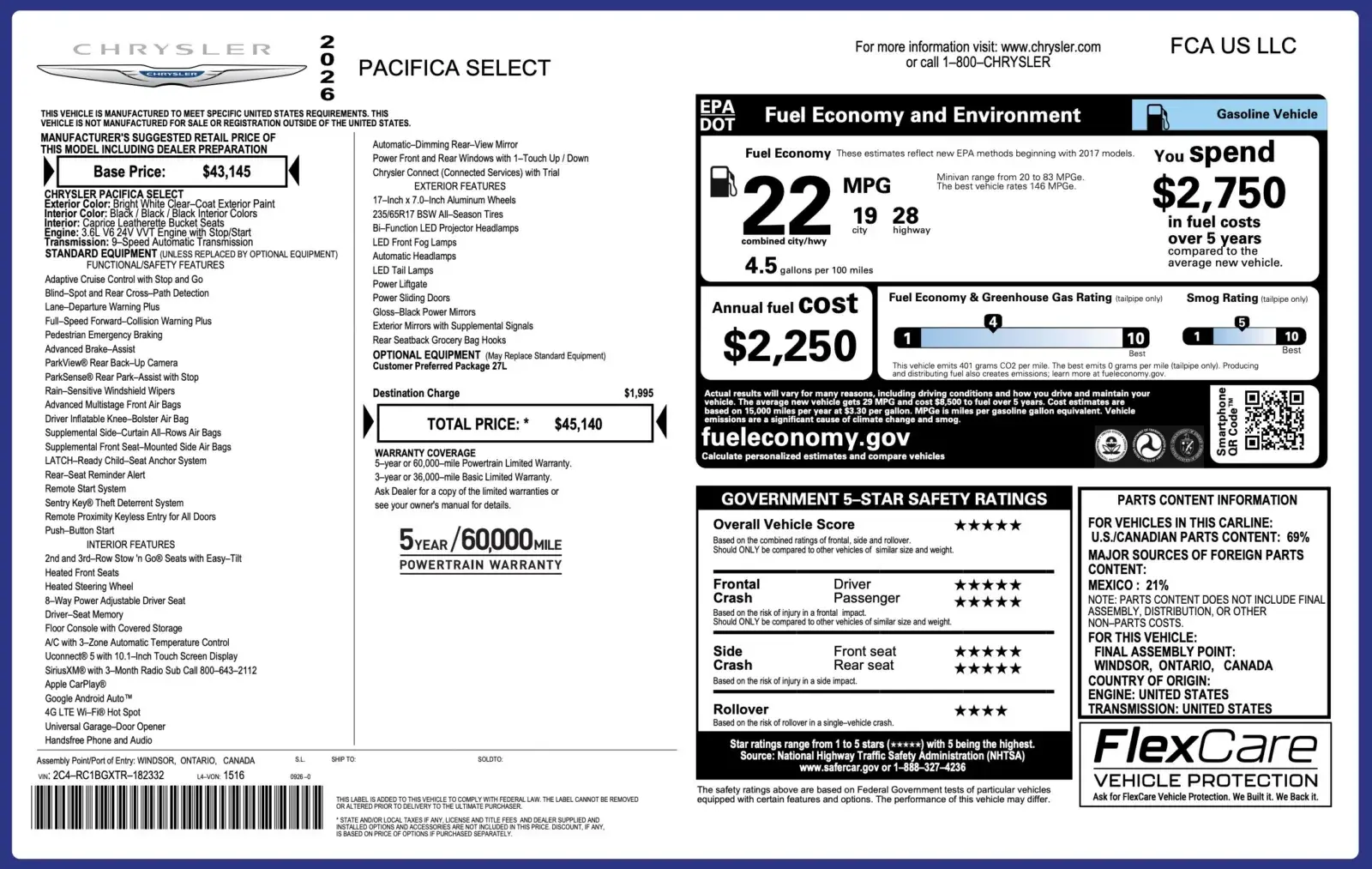 2026 Chrysler Pacifica Select photo 5