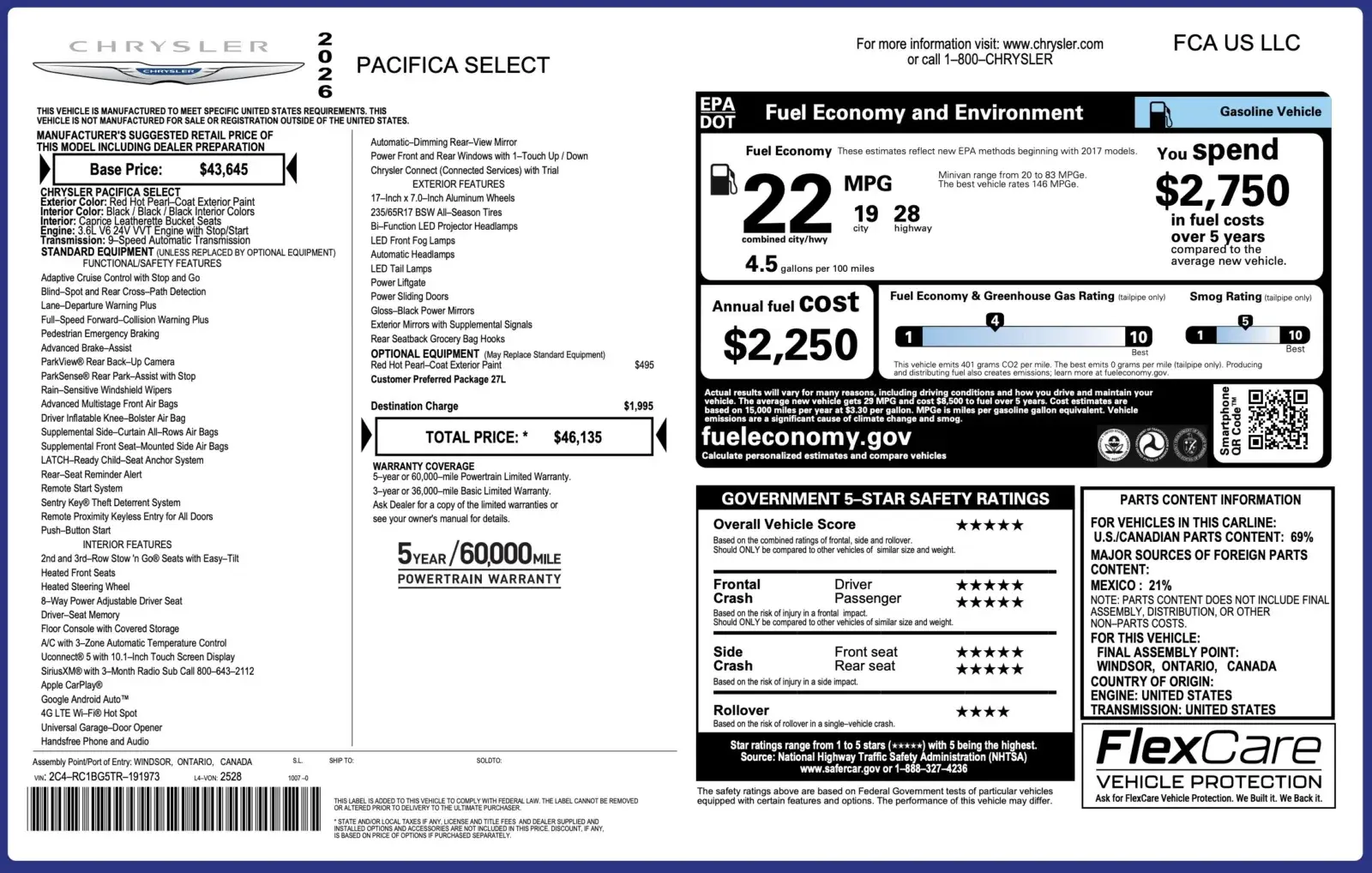 2026 Chrysler Pacifica Select photo 5