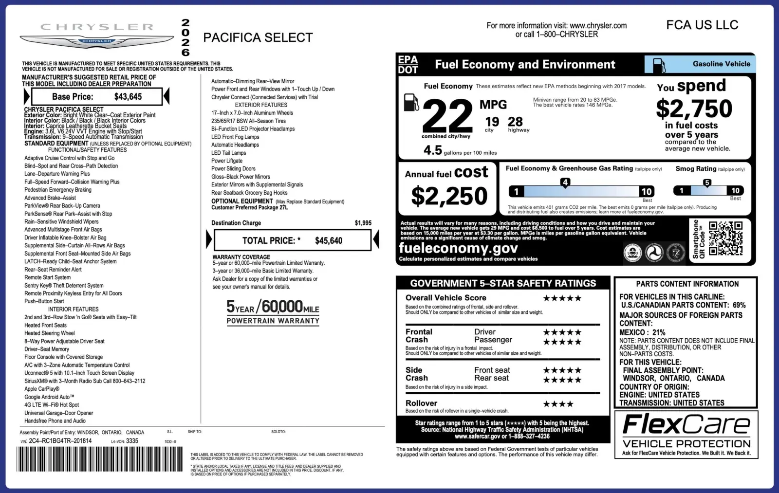 2026 Chrysler Pacifica Select photo 4