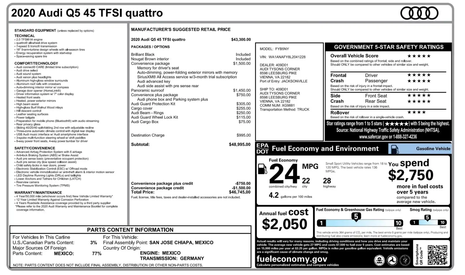 2020 Audi Q5 45 quattro S tronic Premium's photo