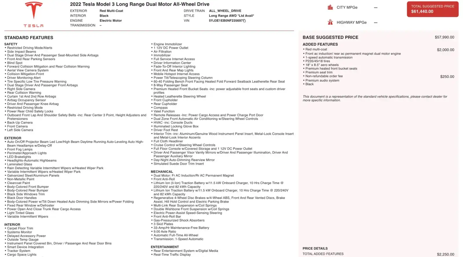 2022 Tesla Model 3 Long Range Dual Motor All-Wheel Drive's photo