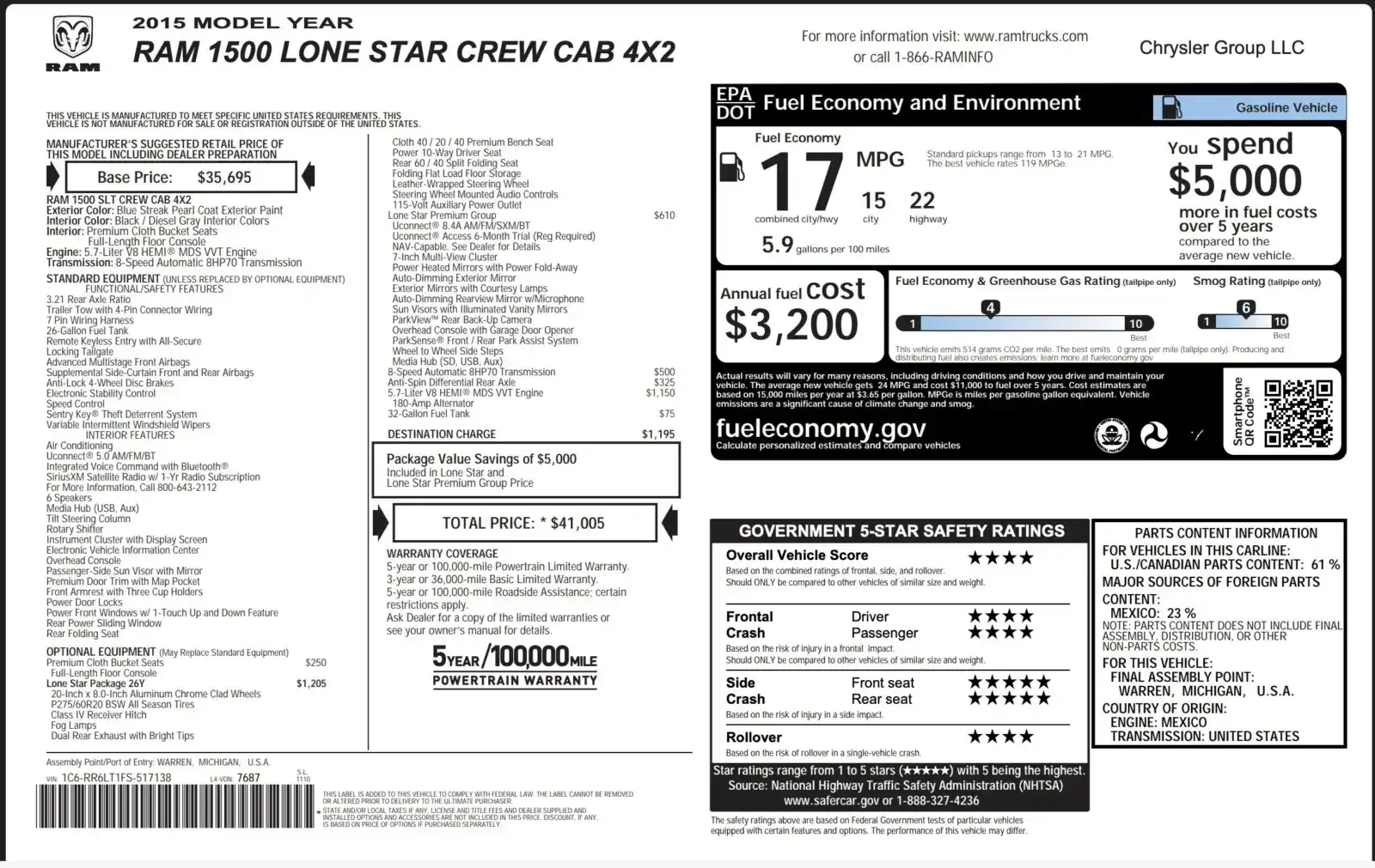 2015 RAM 1500 Big Horn/Lone Star Crew Cab's photo