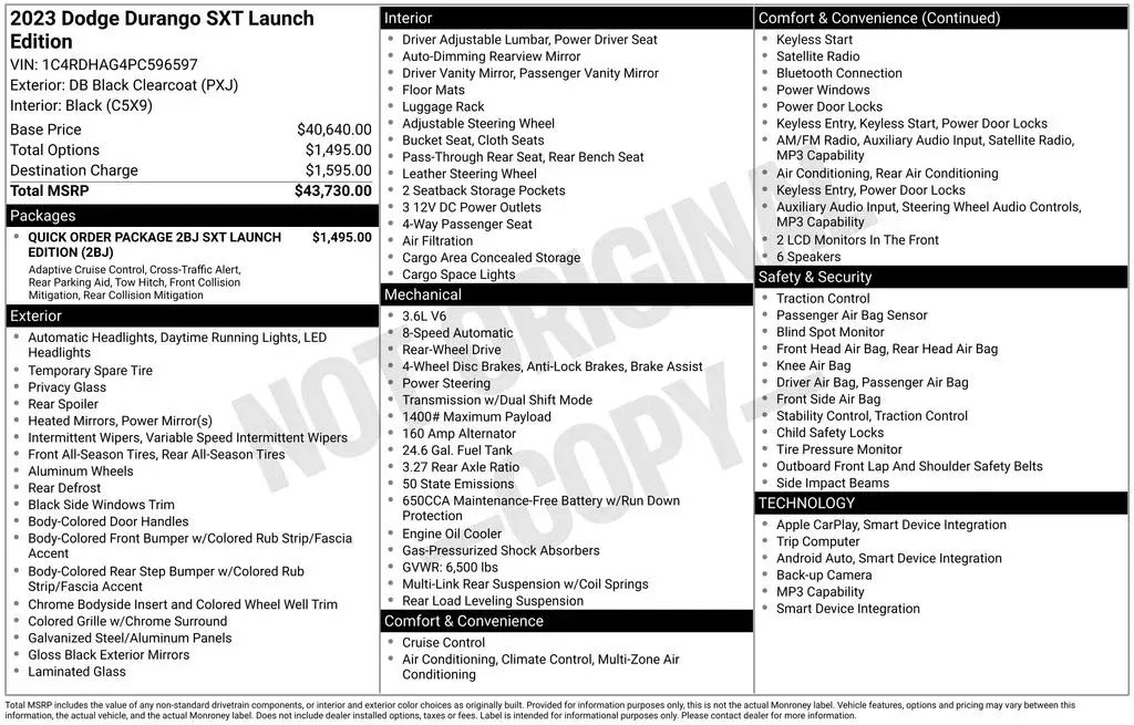 2023 Dodge Durango SXT Launch Edition RWD photo 3