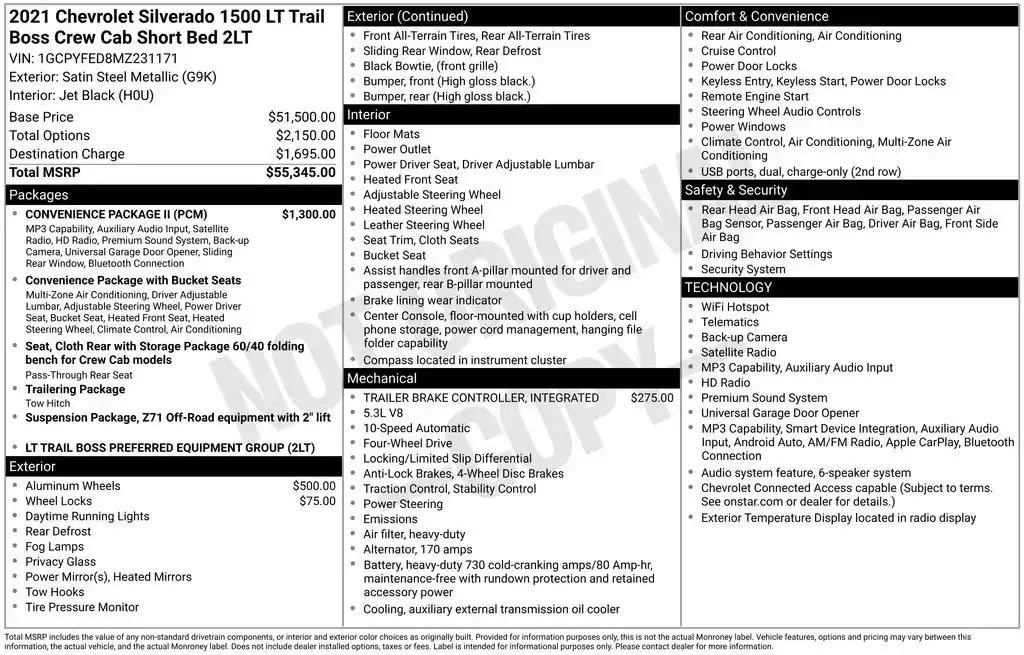 2021 Chevrolet Silverado 1500 LT Trail Boss 4WD Crew Cab Short Box's photo