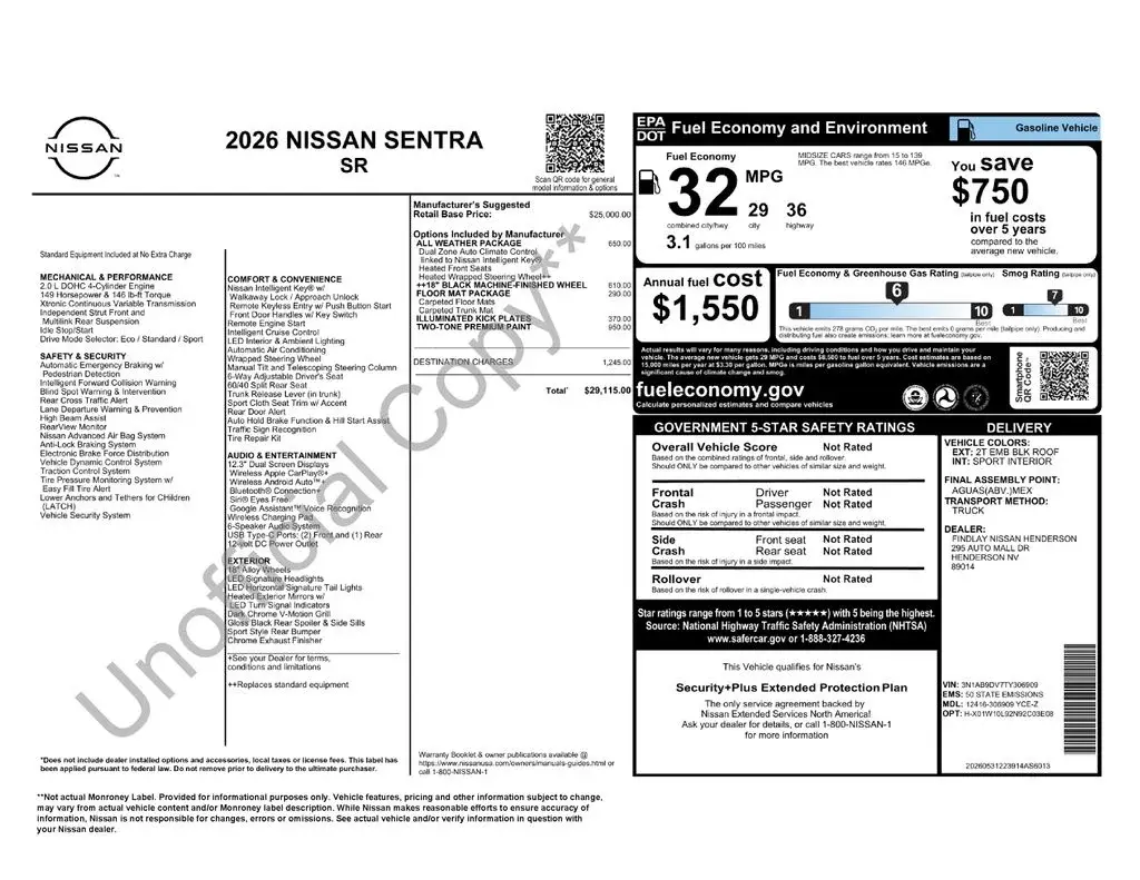 2026 Nissan Sentra SR CVT photo 4