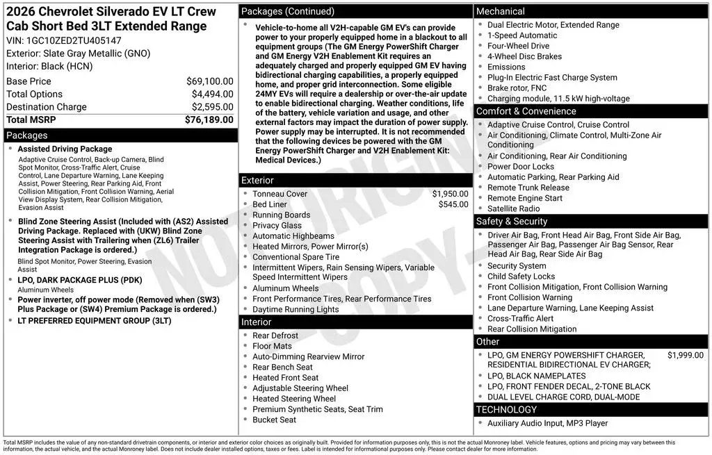 2026 Chevrolet Silverado EV LT Extended Range photo 5
