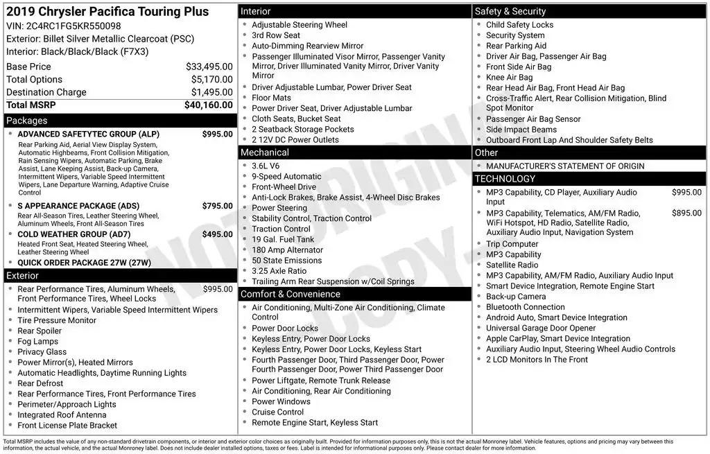 2019 Chrysler Pacifica Touring Plus's photo