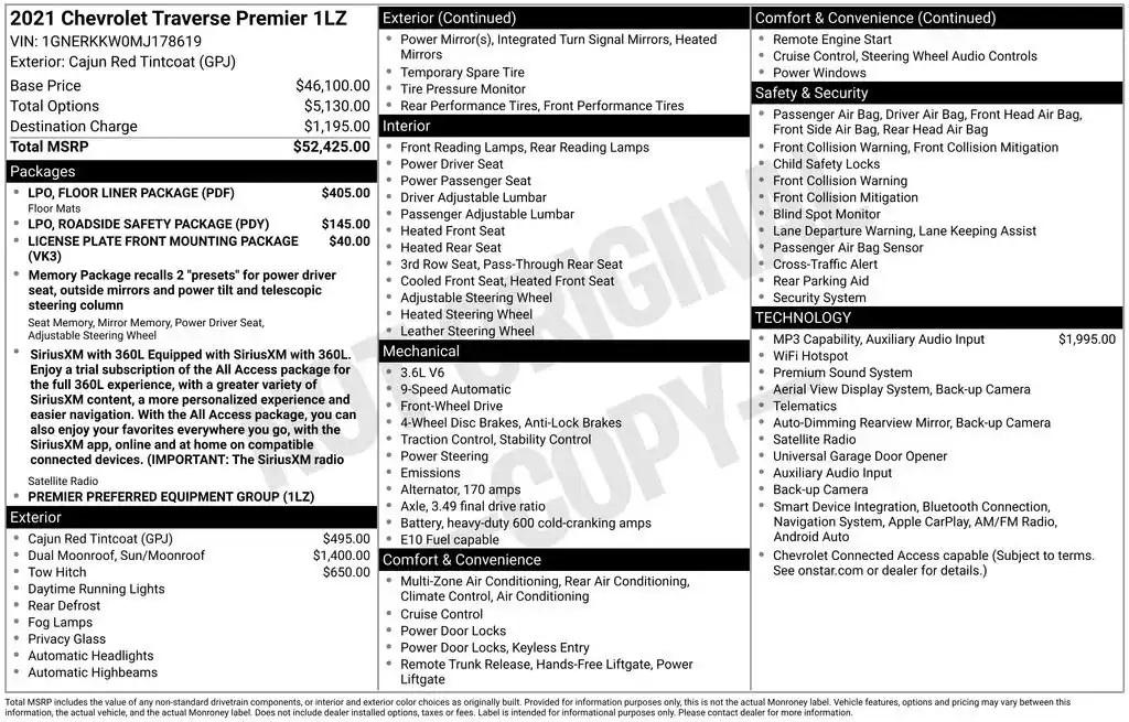 2021 Chevrolet Traverse Premier FWD's photo