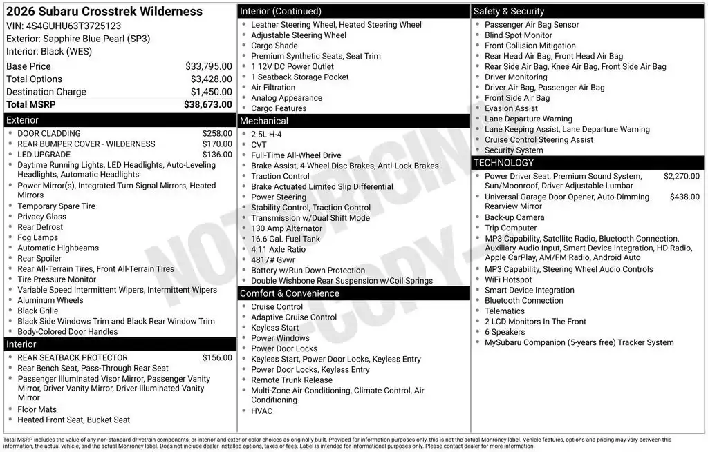 2026 Subaru Crosstrek Wilderness CVT's photo