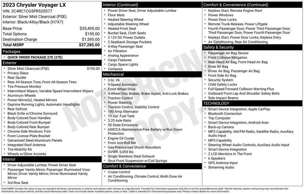 2023 Chrysler Voyager LX photo 4