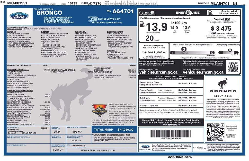 2021 Ford Bronco Wildtrak Advanced 4WD 4-door photo 4