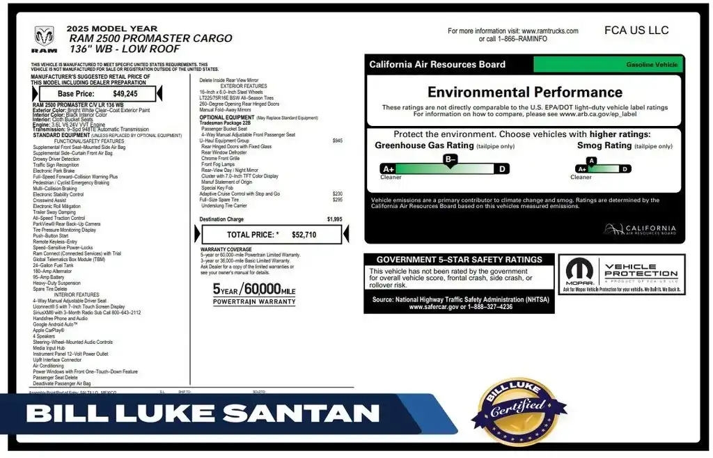 2025 RAM ProMaster 2500 SLT PLUS 136" WB Low Roof's photo