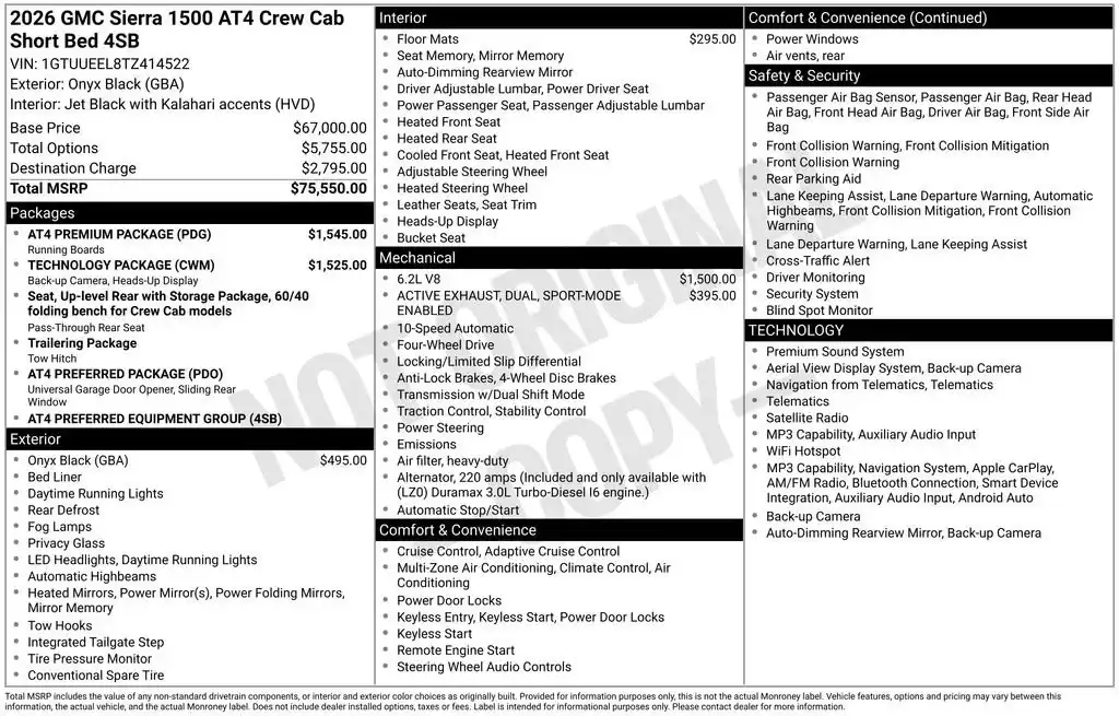 2026 GMC Sierra 4WD Crew Cab Short Box AT4's photo