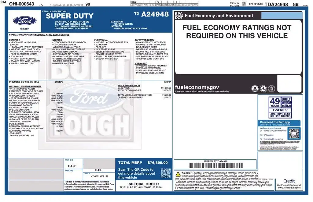 2026 Ford F-600 XL 4x4 Regular Cab 193-In DRW's photo
