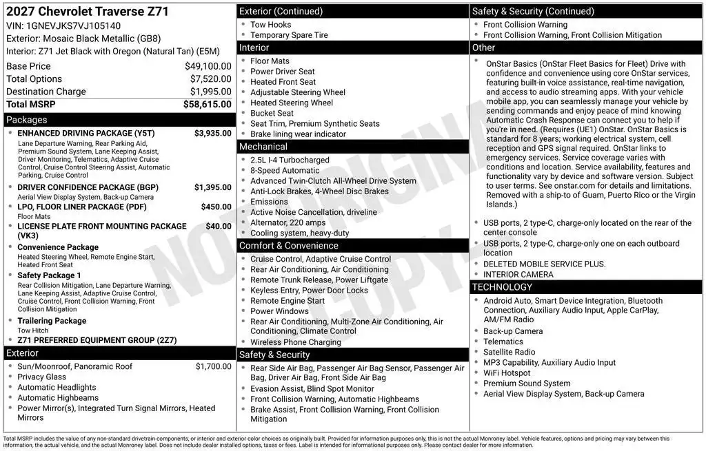 2027 Chevrolet Traverse AWD Z71's photo