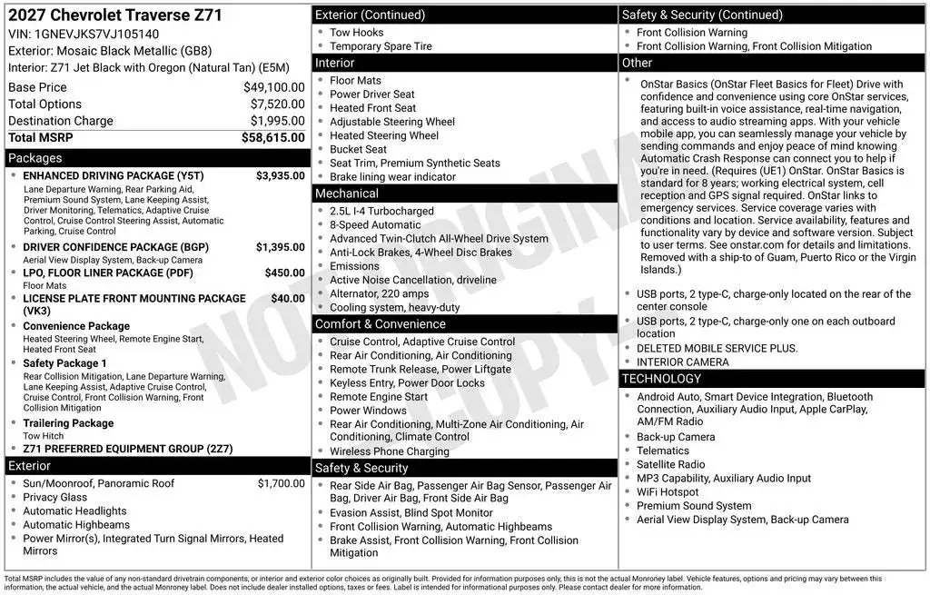 2027 Chevrolet Traverse AWD Z71's photo