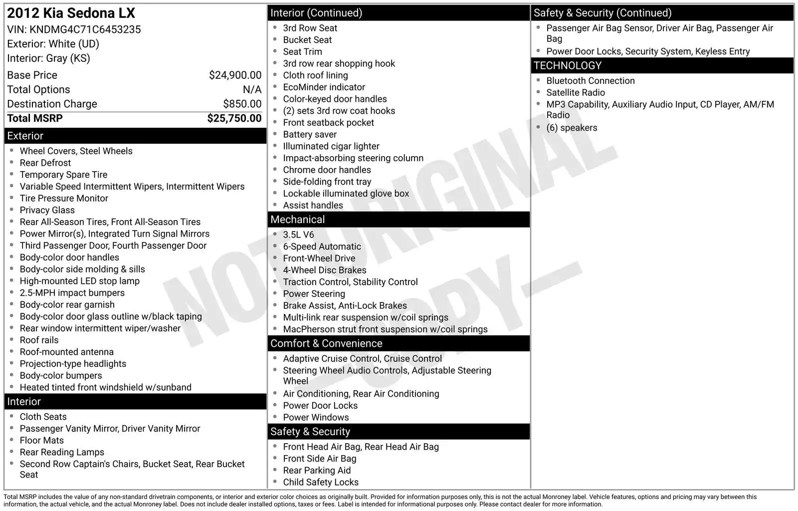 2012 Kia Sedona LX's photo